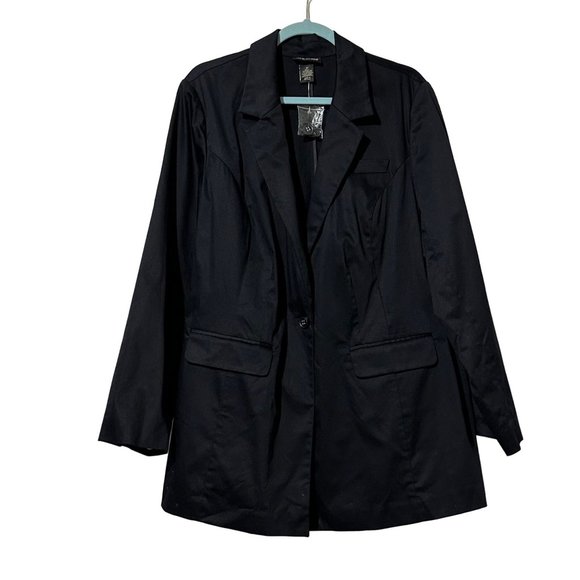 NWT Lane Bryant size 20 black single button lined long sleeve blazer - Picture 1 of 7